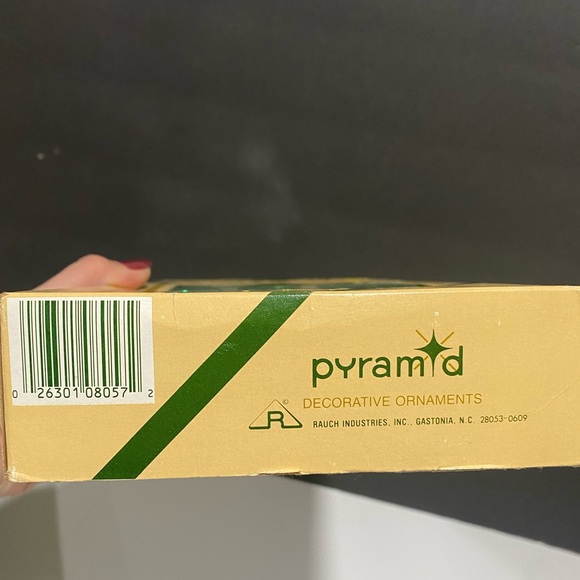 Vintage Ornaments Christmas Franke Shiny Brite in Box Gold Pyramid Green USA 30 - Picture 3 of 9